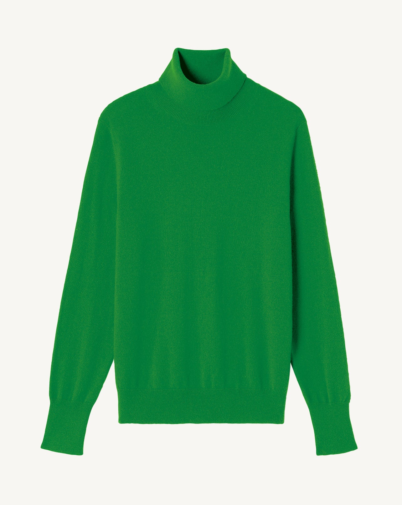 Pull col roulé classique-VERT CAROUBY-100% cachemire