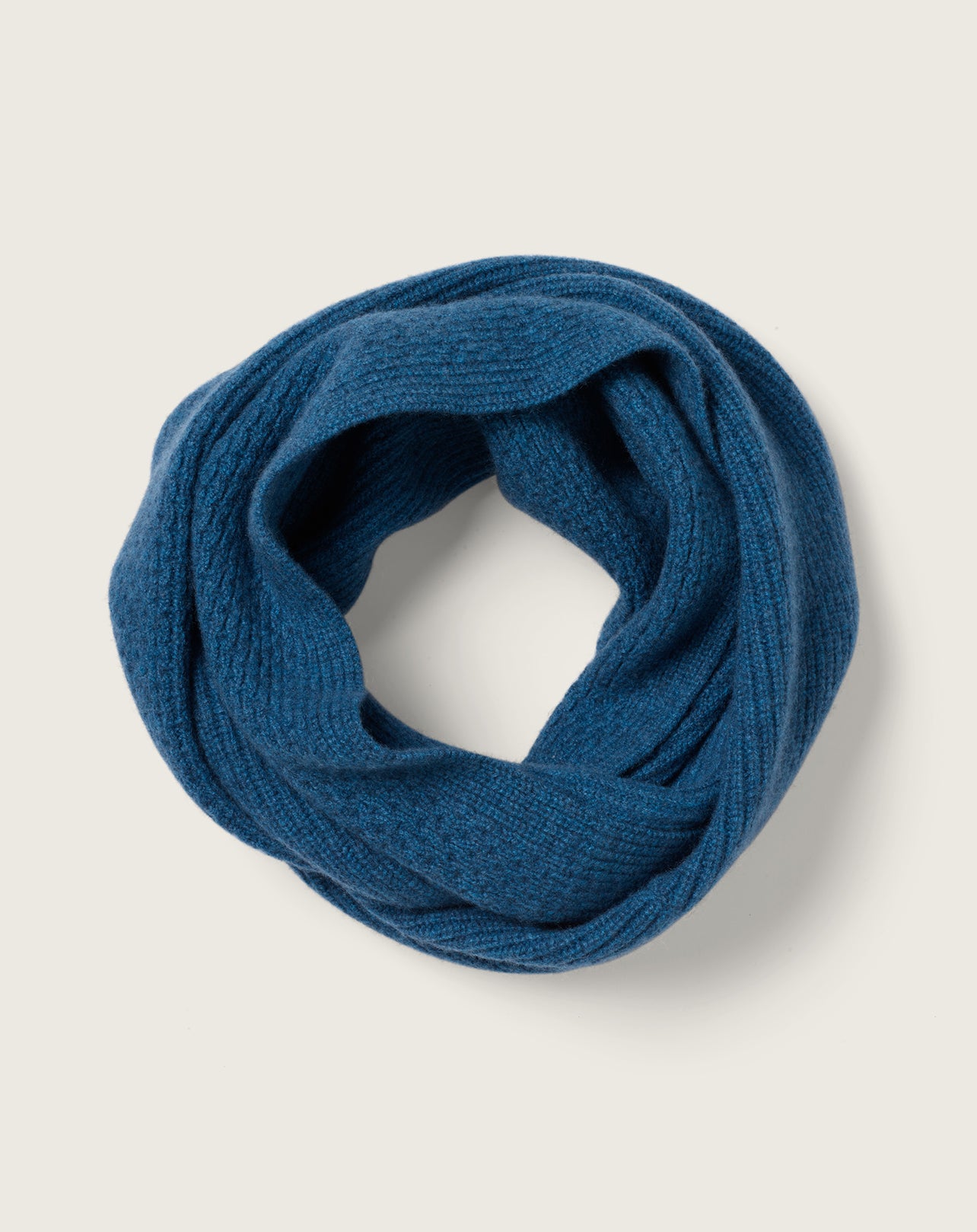 Snood à côtes fantaisie sans coutures-BLEU ECOSSE-100% cachemire