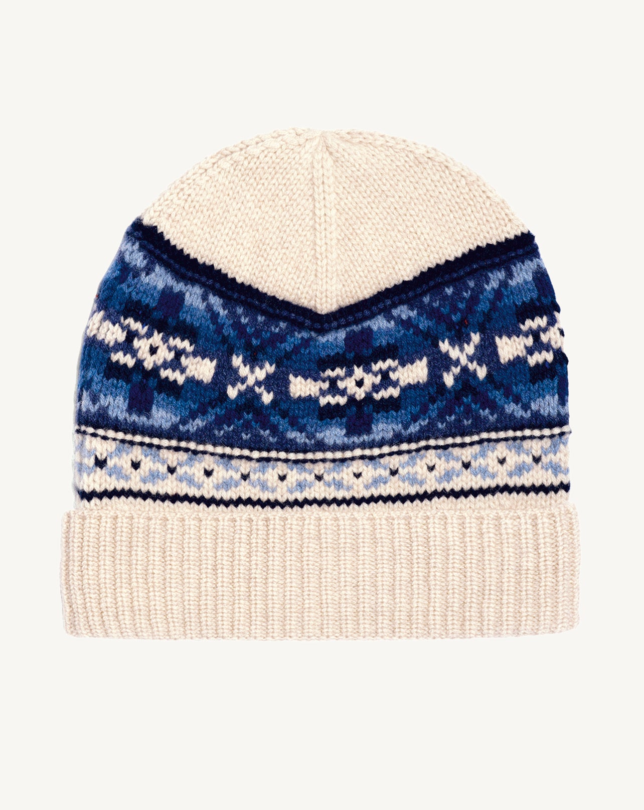 Bonnet fairisle-NATUREL-100% cachemire