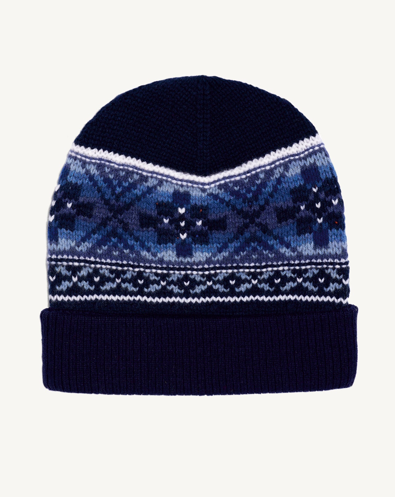 Bonnet fairisle-MARINE-100% cachemire